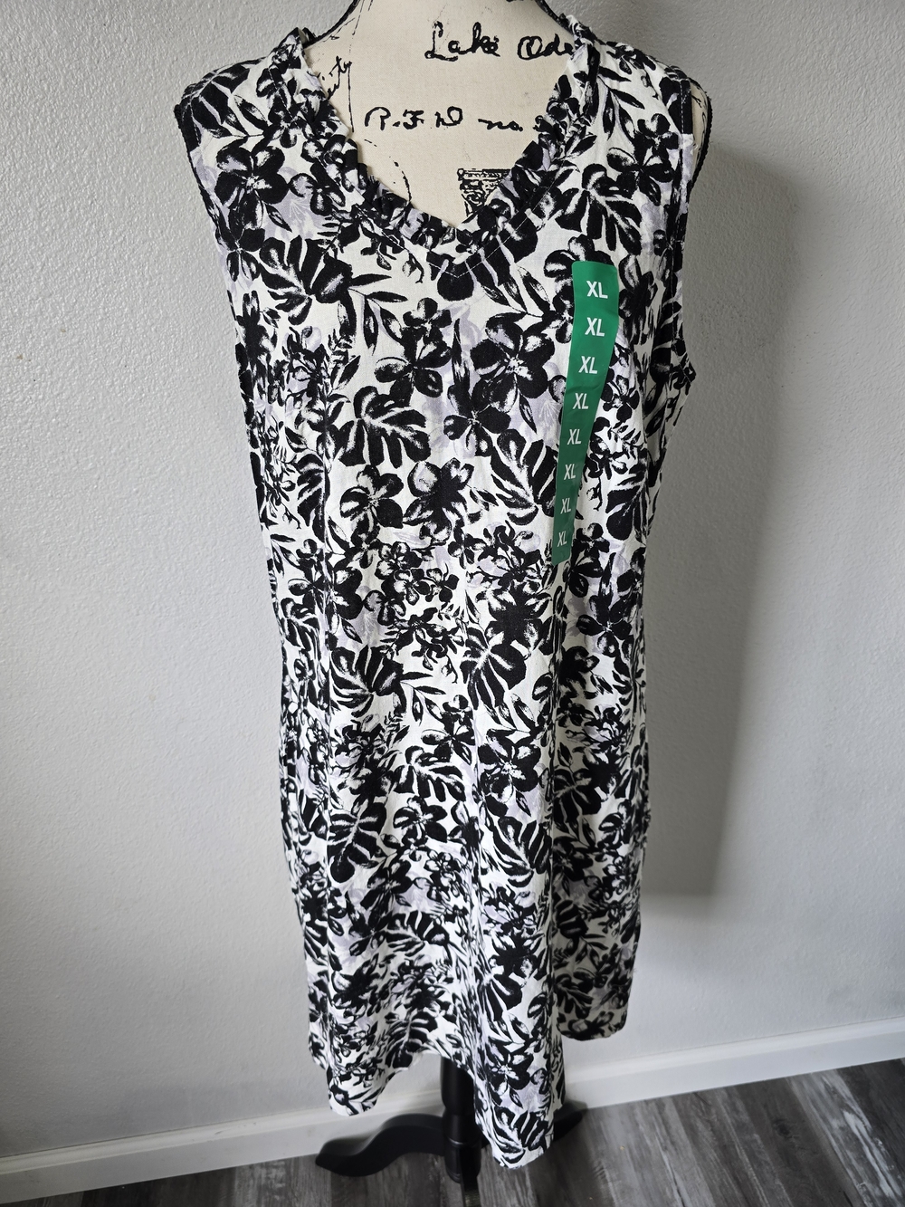 Briggs womens Ruffle V-neck Linen Blend Dress XL
